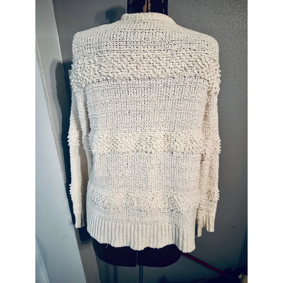 Madewell Popcorn Bobble Knit Open Front Cardigan Ivory White L0610 SP19 Medium - Picture 3 of 6
